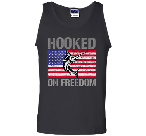 Hooked on Freedom American Flag Fishing Shirt 4th July
