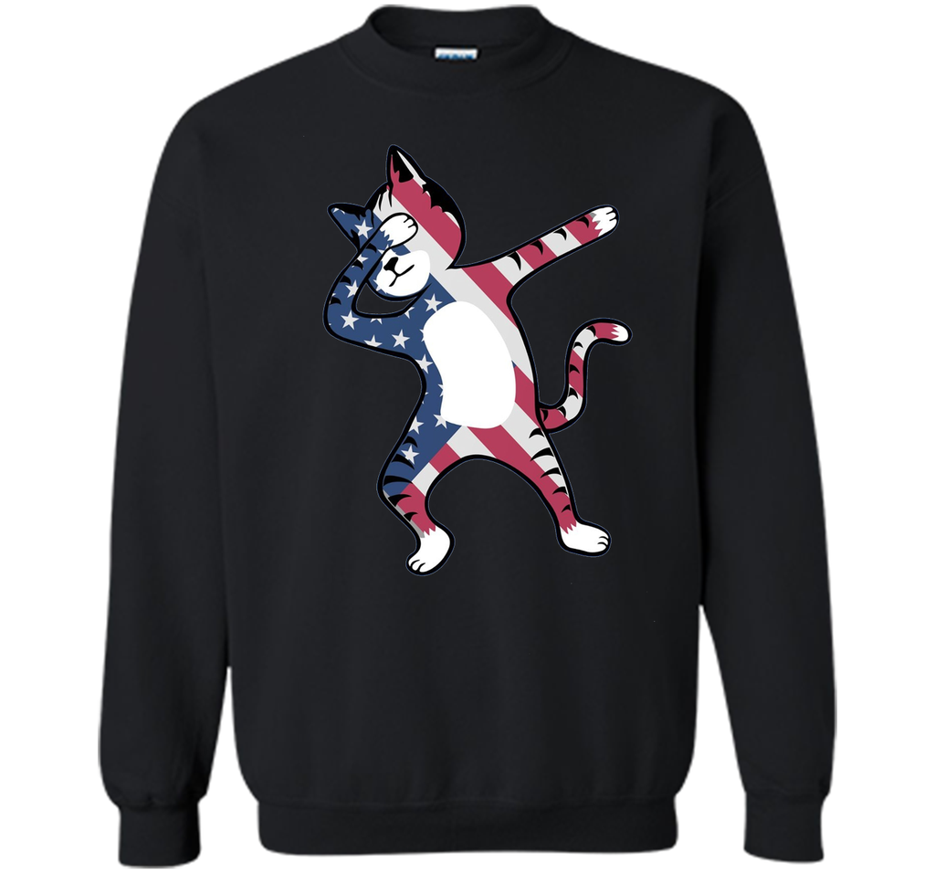 Funny Dabbing Cat American Flag Shirt 4th of July Clothing