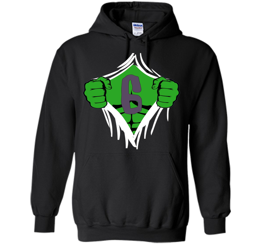 Green Man Chest Superhero Birthday Shirt For 6 Year Old Boys