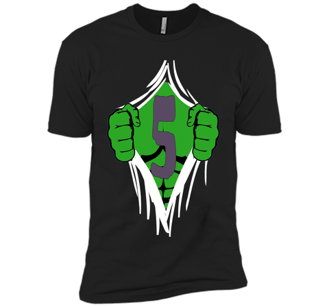 Green Man Chest Superhero Birthday Shirt For 5 Year Old Boys