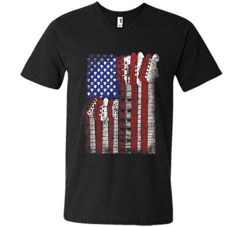 Guitar T Shirt US flag rock playable for men women