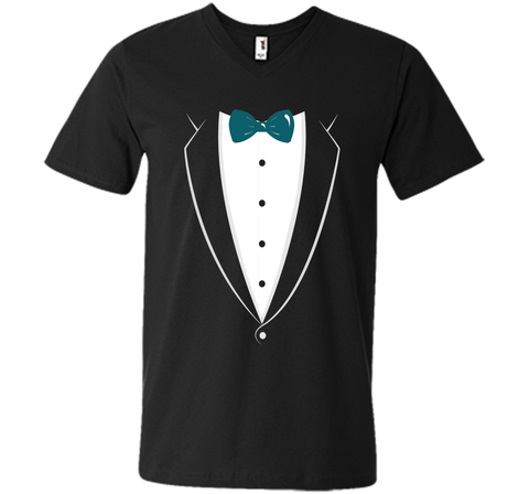 Black And White Tuxedo With Teal Bow tie Novelty T Shirt