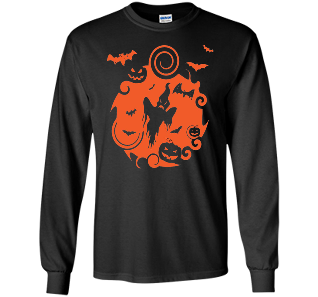 Abstract Halloween Pumpkins Bats Ghost Scene Tee Shirt shirt