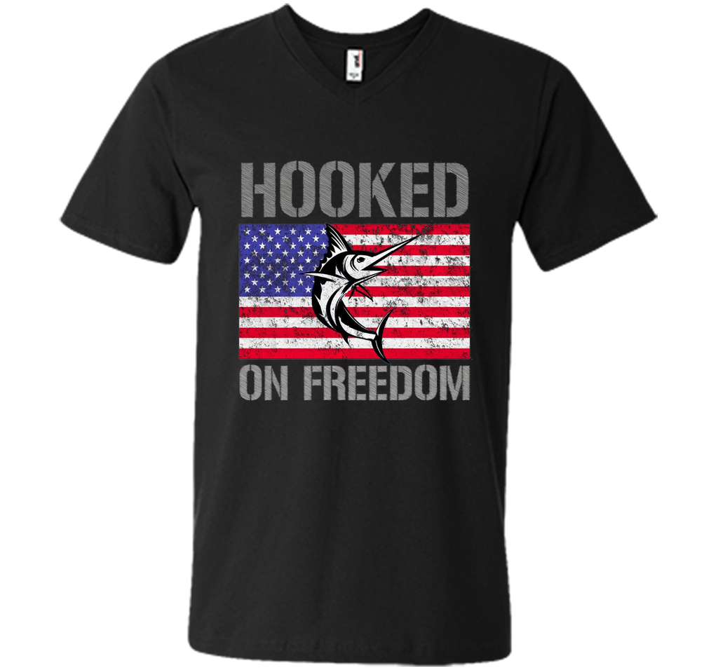 Hooked on Freedom American Flag Fishing Shirt 4th July