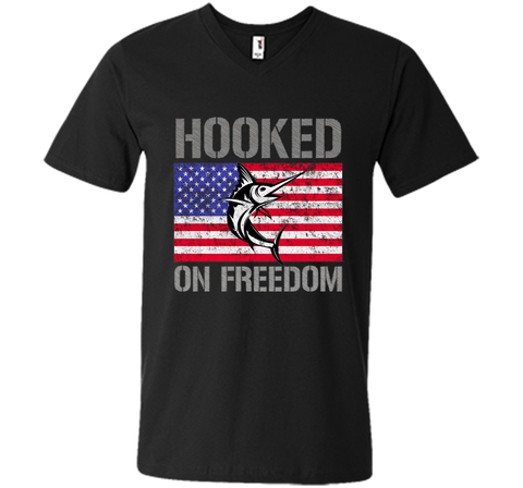Hooked on Freedom American Flag Fishing Shirt 4th July