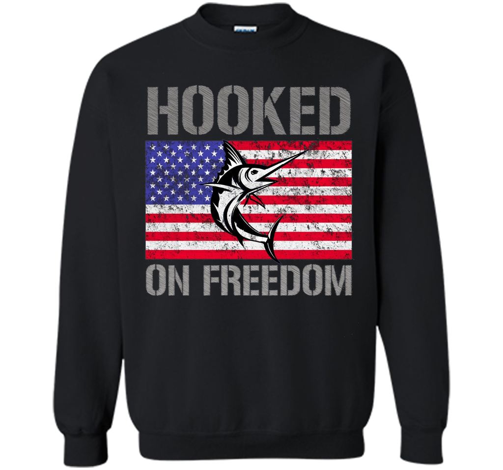 Hooked on Freedom American Flag Fishing Shirt 4th July