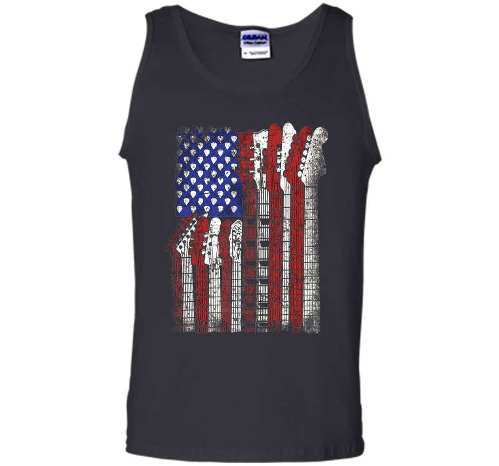 Guitar T Shirt US flag rock playable for men women