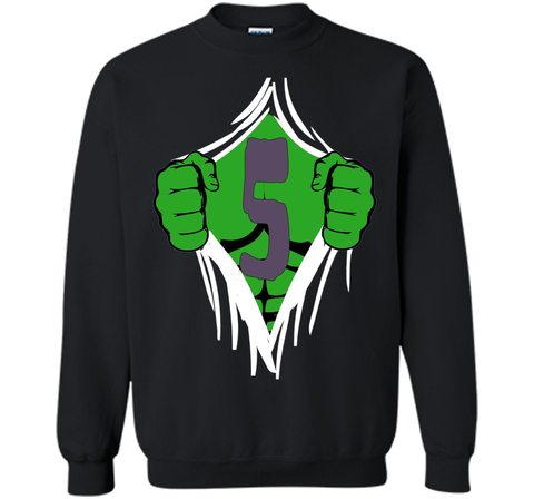 Green Man Chest Superhero Birthday Shirt For 5 Year Old Boys