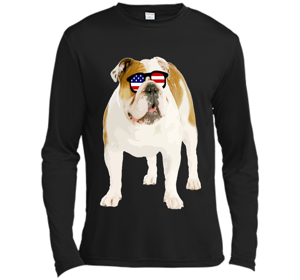 Patriotic Bulldog American Flag Sunglasses 4th of July Shirt