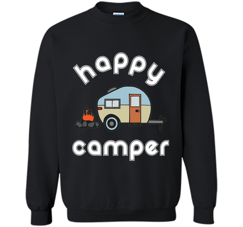 Happy Camper Camping T-shirt - Camper Trailer Fire Tee