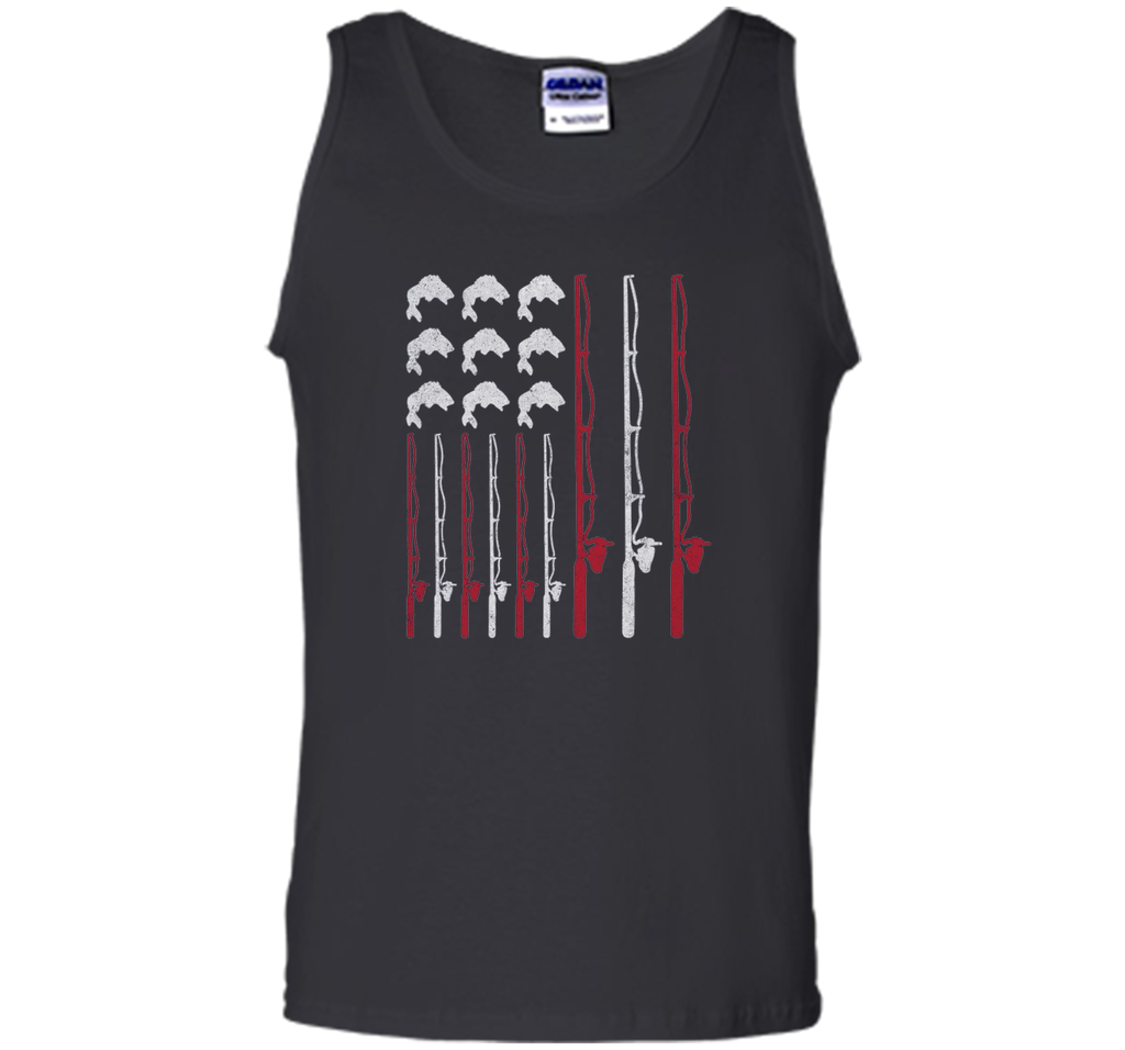 USA Fishing Rod & Bass American Flag Fishing T Shirt