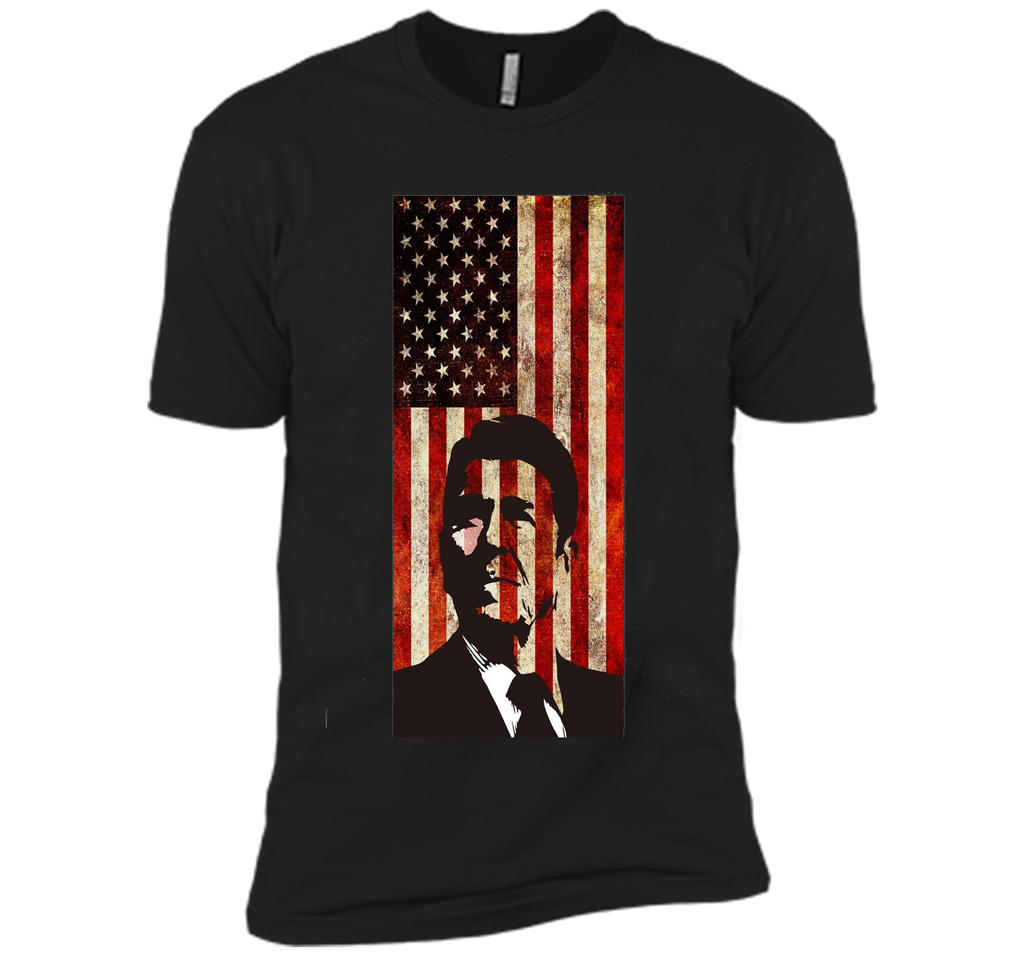 Ronald Reagan T-Shirt American Flag Patriotic Distressed Tee