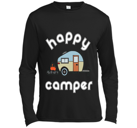 Happy Camper Camping T-shirt - Camper Trailer Fire Tee
