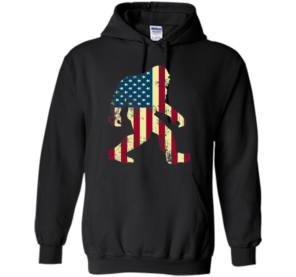Bigfoot Sasquatch American Flag T-Shirt, Funny 4th of July