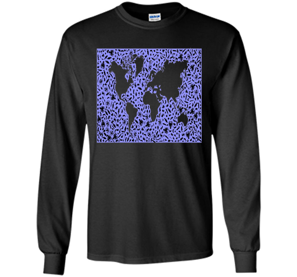 Marine Animals T-Shirt World Map Biology Sea Ocean Fish Tee