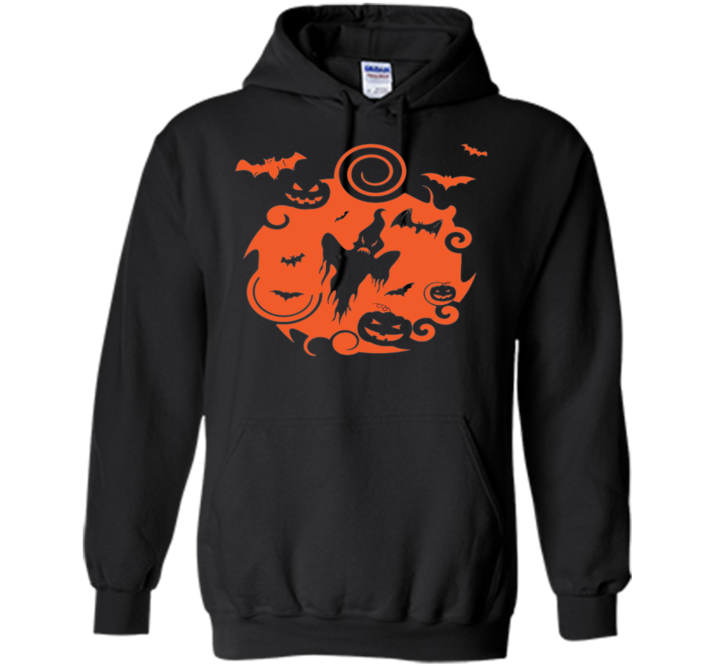 Abstract Halloween Pumpkins Bats Ghost Scene Tee Shirt shirt