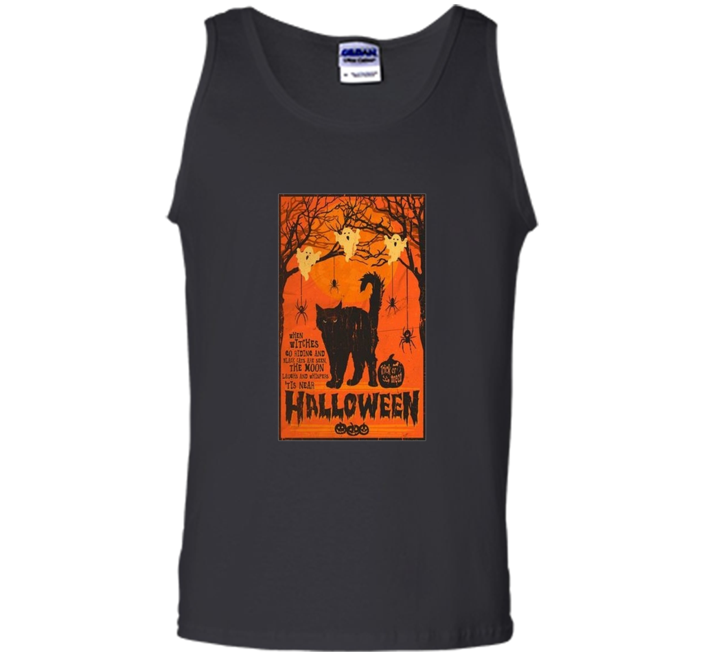 Vintage Style Black Cat, Ghost, Spiders Halloween T- Shirt t-shirt