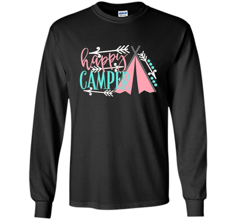 Happy Camper Shirt Girly Pink Tent Tribal Arrow Camping Mom