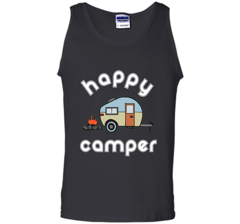 Happy Camper Camping T-shirt - Camper Trailer Fire Tee