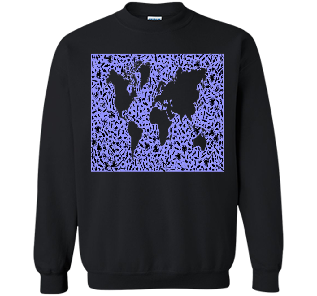 Marine Animals T-Shirt World Map Biology Sea Ocean Fish Tee