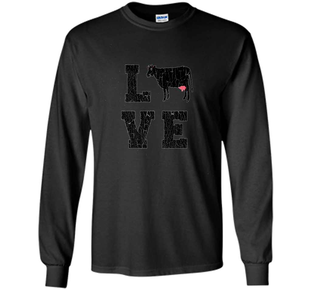 I Love Heart Cow Funny T-shirt vintage cattle Farmer Tee