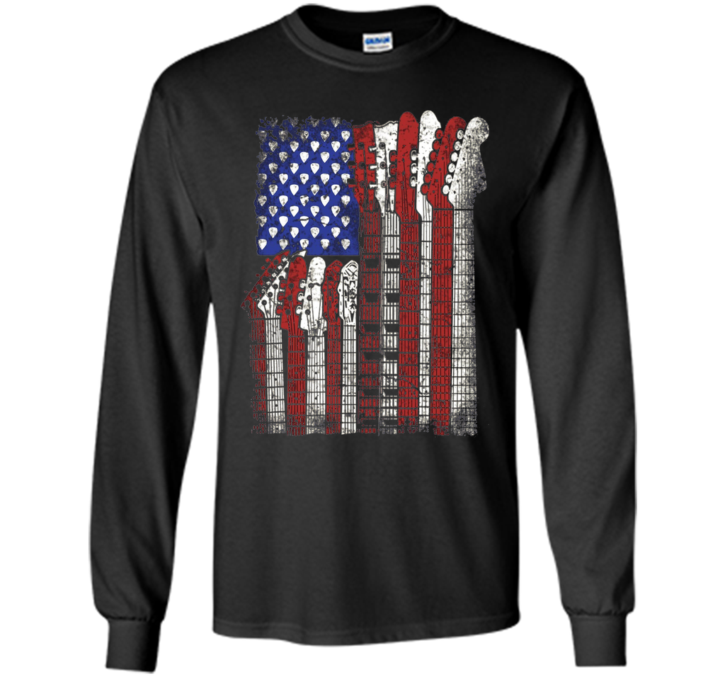 Guitar T Shirt US flag rock playable for men women