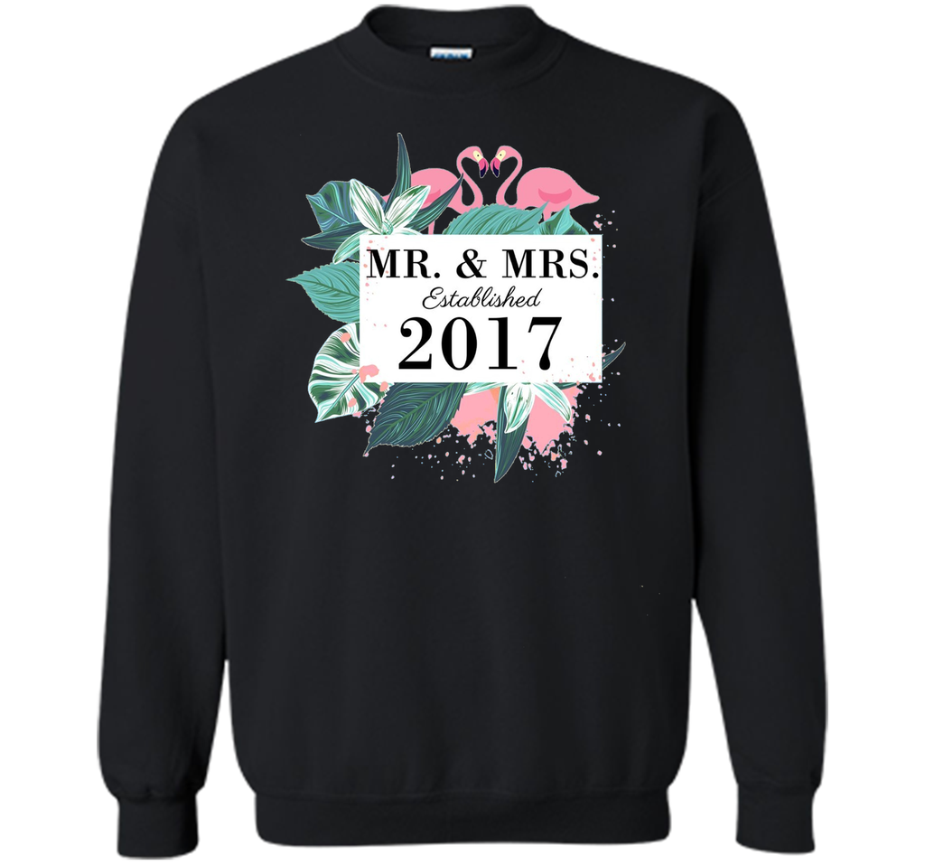 Mr.& Mrs. est.2017 Anniversary T-Shirt for Flamingo lovers