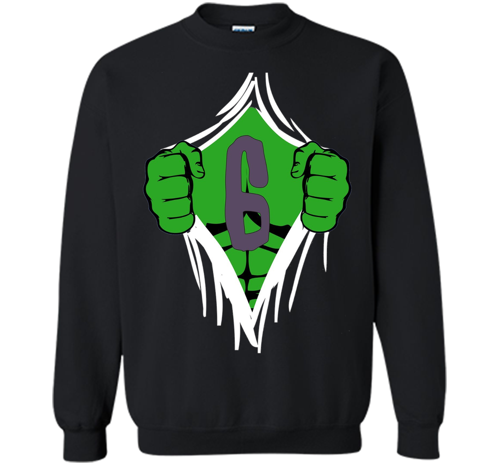 Green Man Chest Superhero Birthday Shirt For 6 Year Old Boys