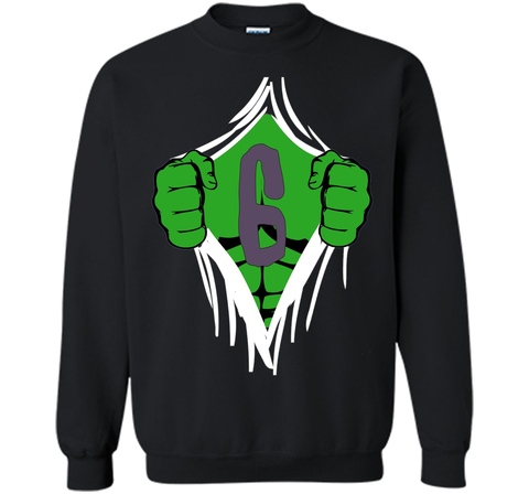 Green Man Chest Superhero Birthday Shirt For 6 Year Old Boys
