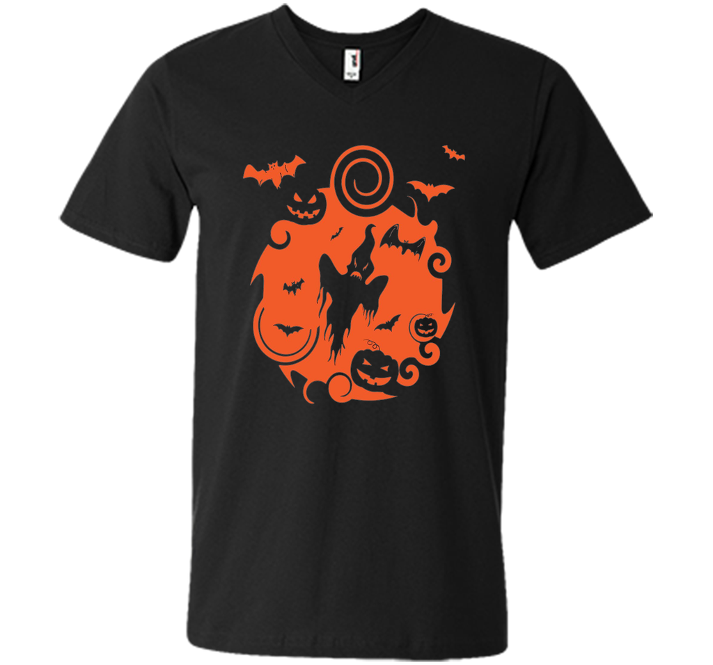 Abstract Halloween Pumpkins Bats Ghost Scene Tee Shirt shirt