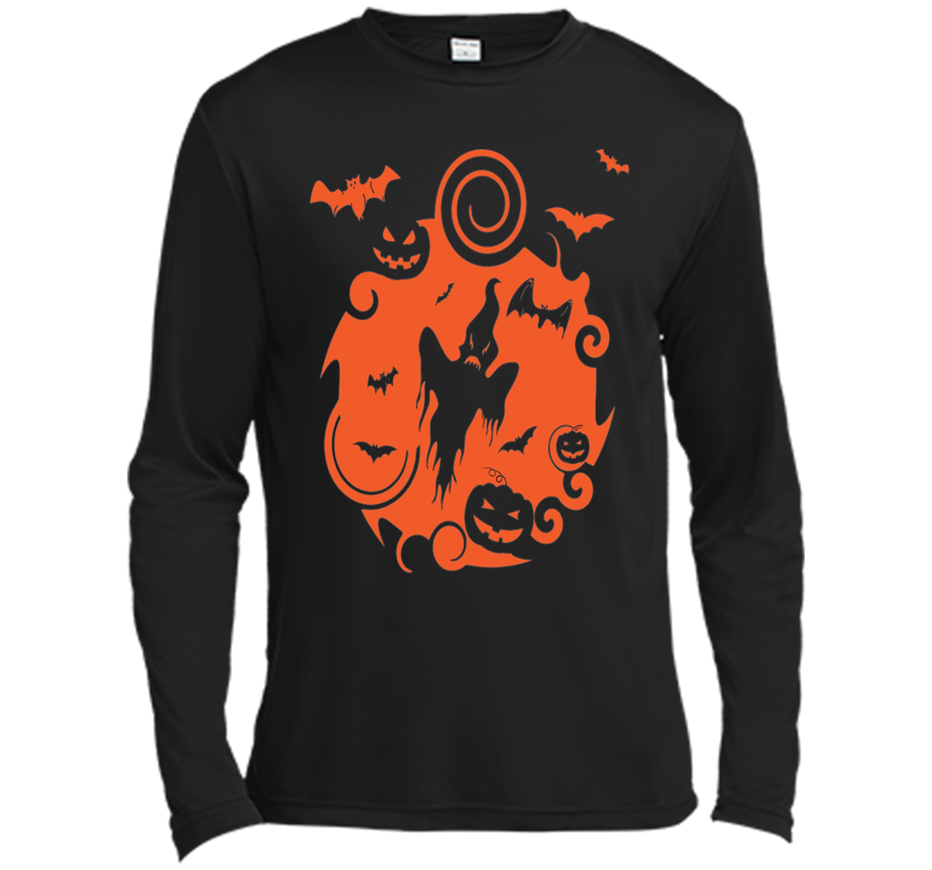 Abstract Halloween Pumpkins Bats Ghost Scene Tee Shirt shirt