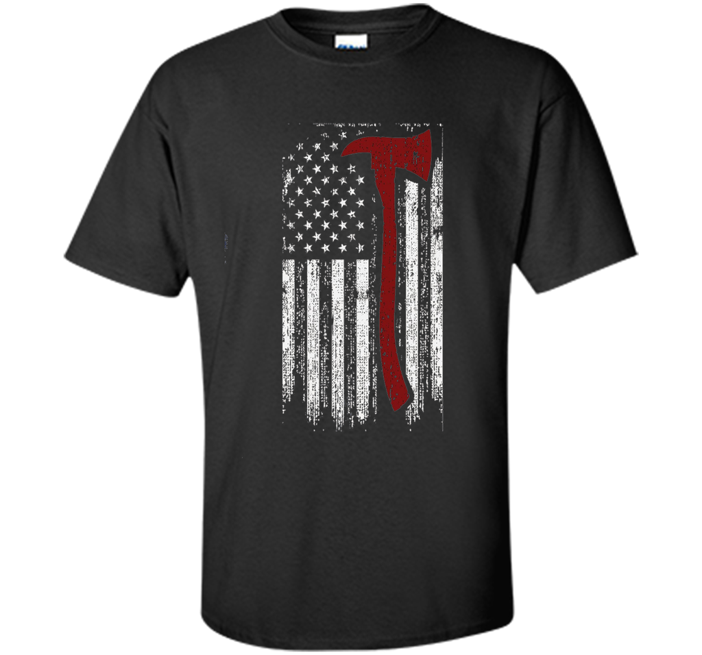 Distressed Firefighter Red Line USA Flag Graphic Shirt
