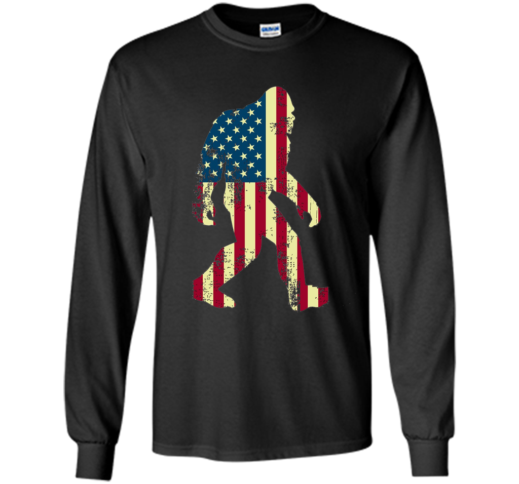 Bigfoot Sasquatch American Flag T-Shirt, Funny 4th of July