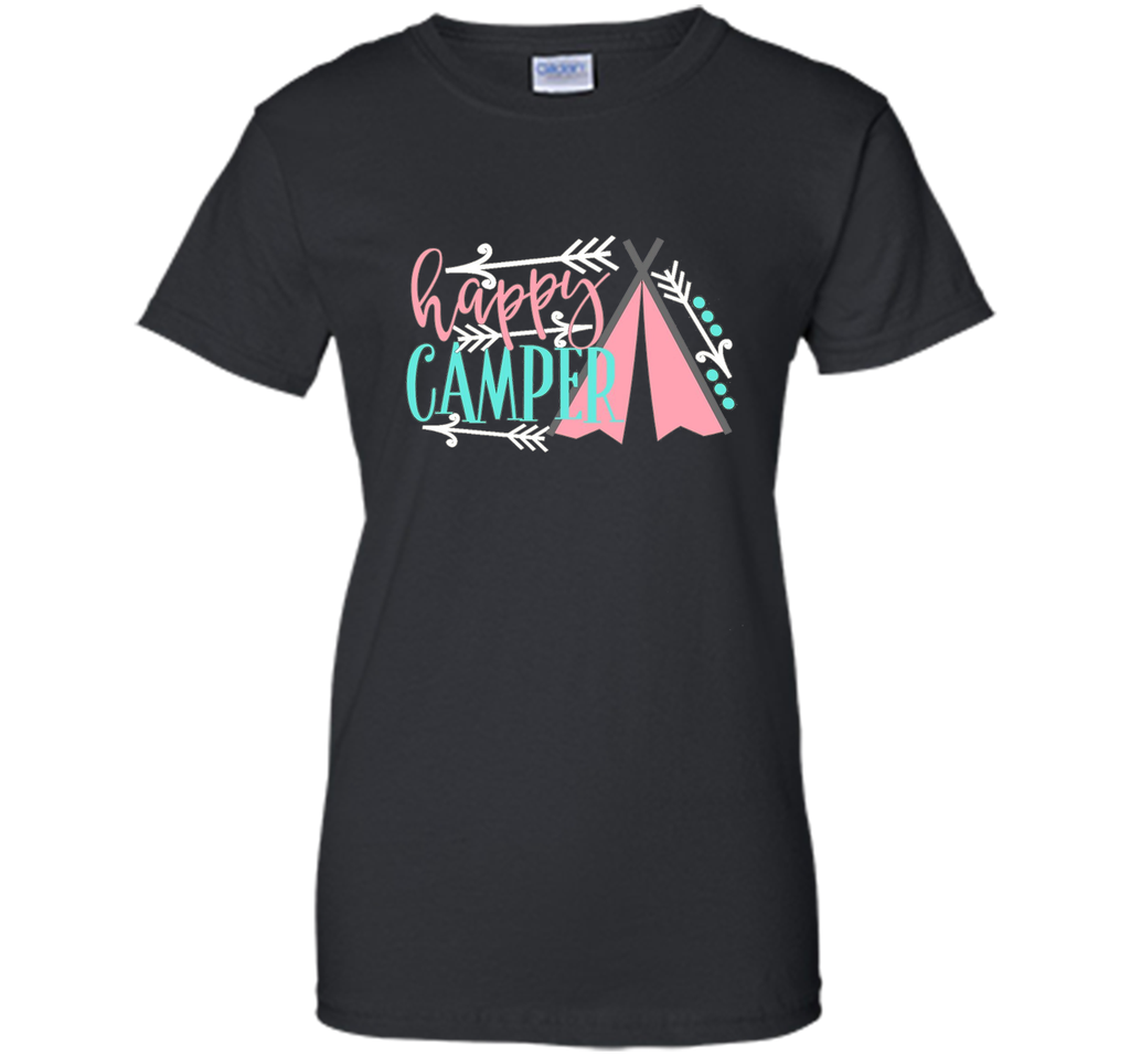 Happy Camper Shirt Girly Pink Tent Tribal Arrow Camping Mom
