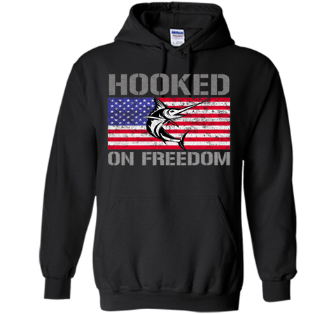 Hooked on Freedom American Flag Fishing Shirt 4th July