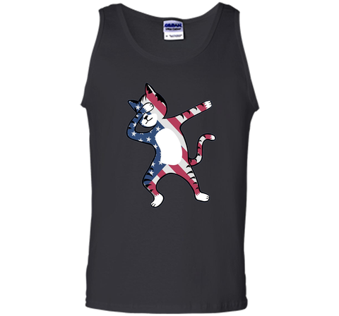 Funny Dabbing Cat American Flag Shirt 4th of July Clothing