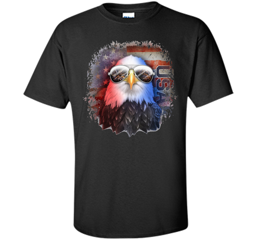 American Flag Bald Eagle Aviator Sunglasses Grungy T-Shirt
