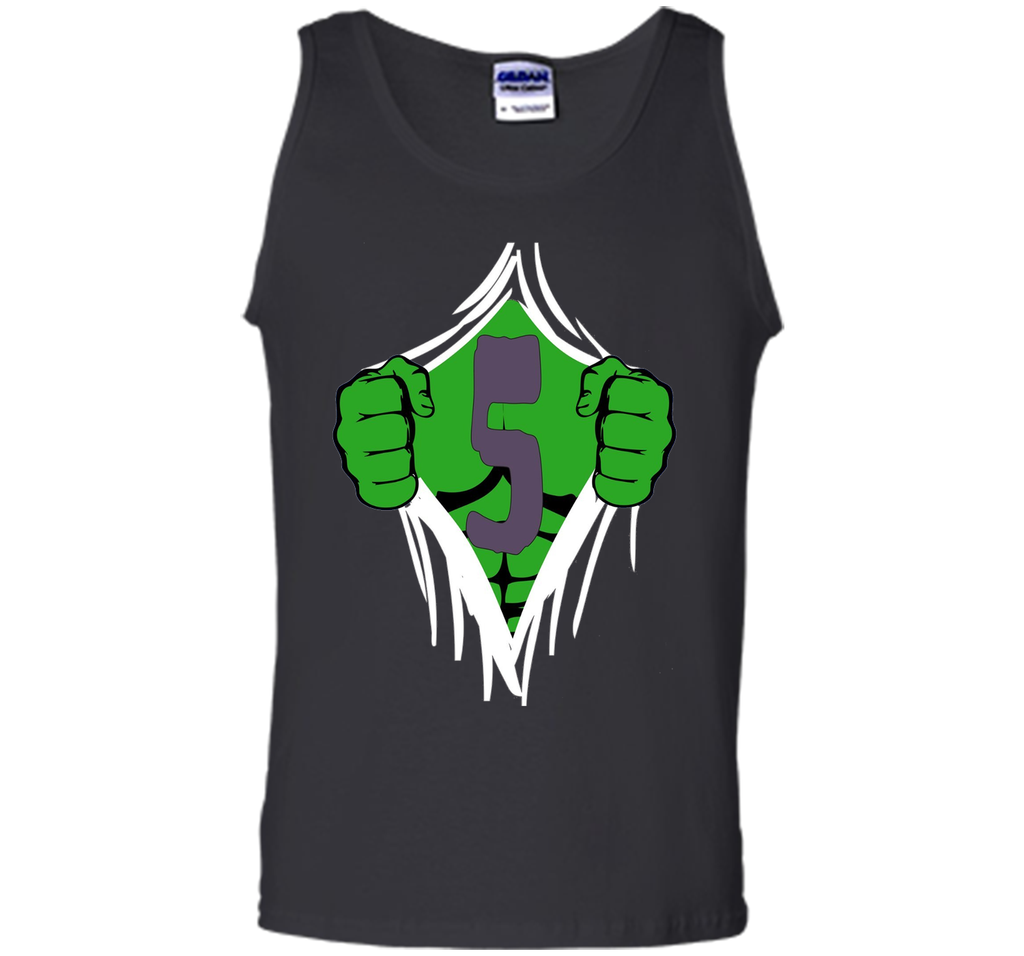 Green Man Chest Superhero Birthday Shirt For 5 Year Old Boys