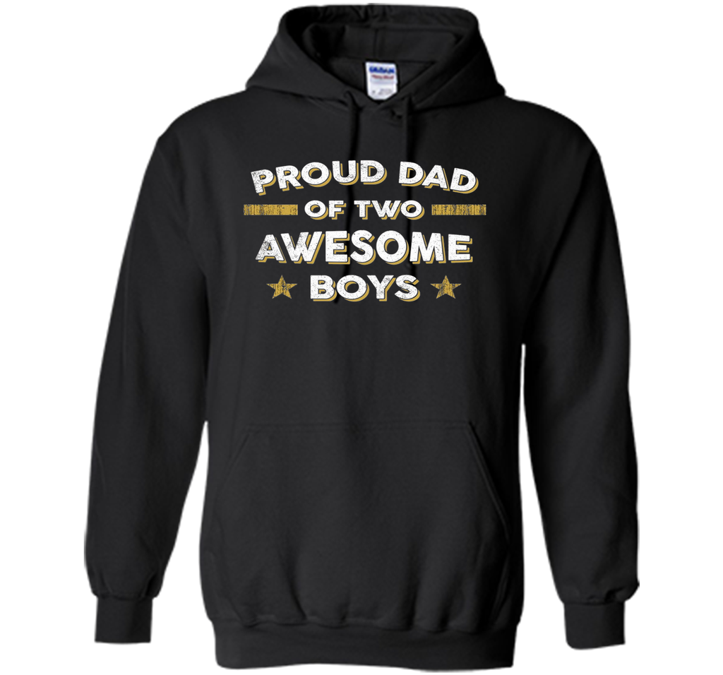 Men's Proud Dad of 2 Two Awesome Boys T Shirt (Father Papa Daddy)
