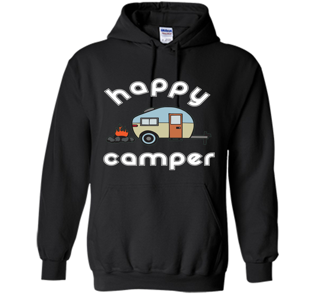 Happy Camper Camping T-shirt - Camper Trailer Fire Tee