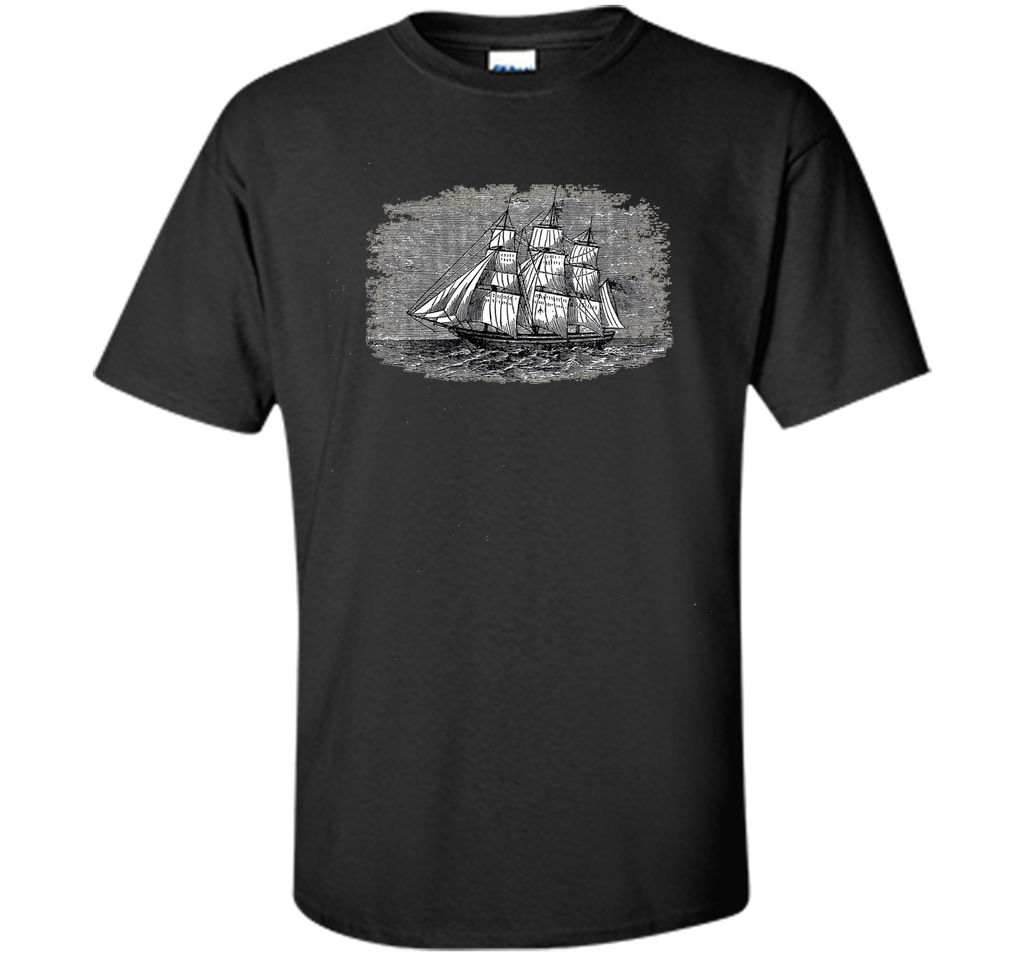 Antique vintage sailing ship Navy frigate pirate clipper tee